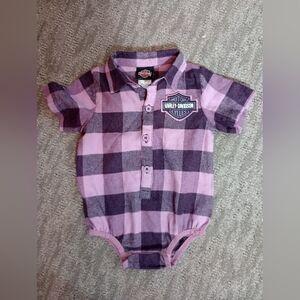 Harley-Davidson Purple and Pink Plaid Baby Onesie